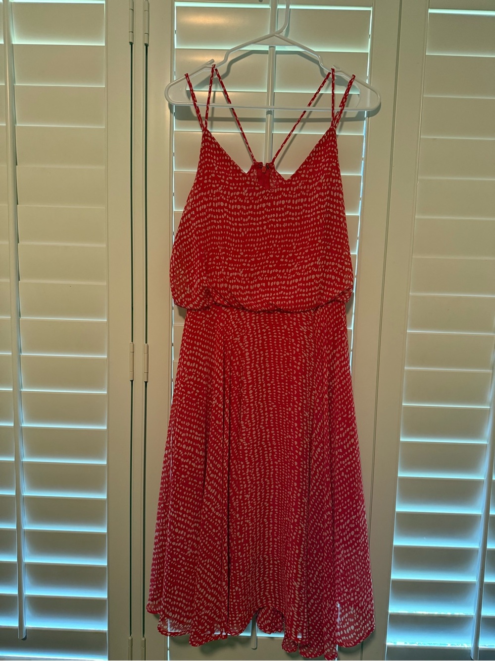 Leith Red and White Printed Midi Dress